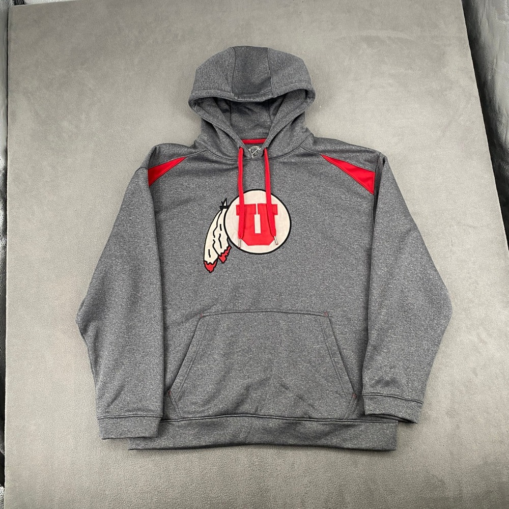 Campus Drive Utah Utes Hoodie Mens XL Gray Red Pullover Sweatshirt NCAA Fan Gear